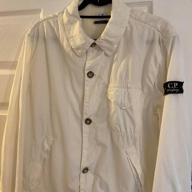 CP Company Men's Shacket Jacket - Cream - S on Productcaster.