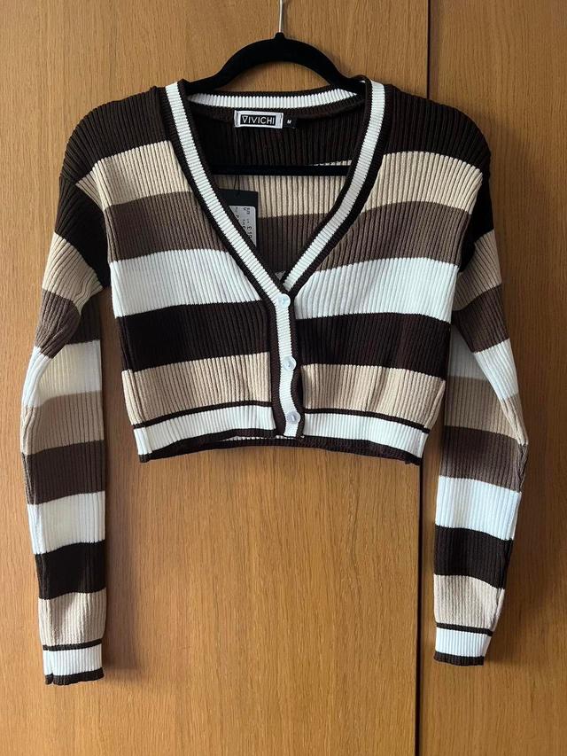 Women's Cardigan - Brown/White - M on Productcaster.