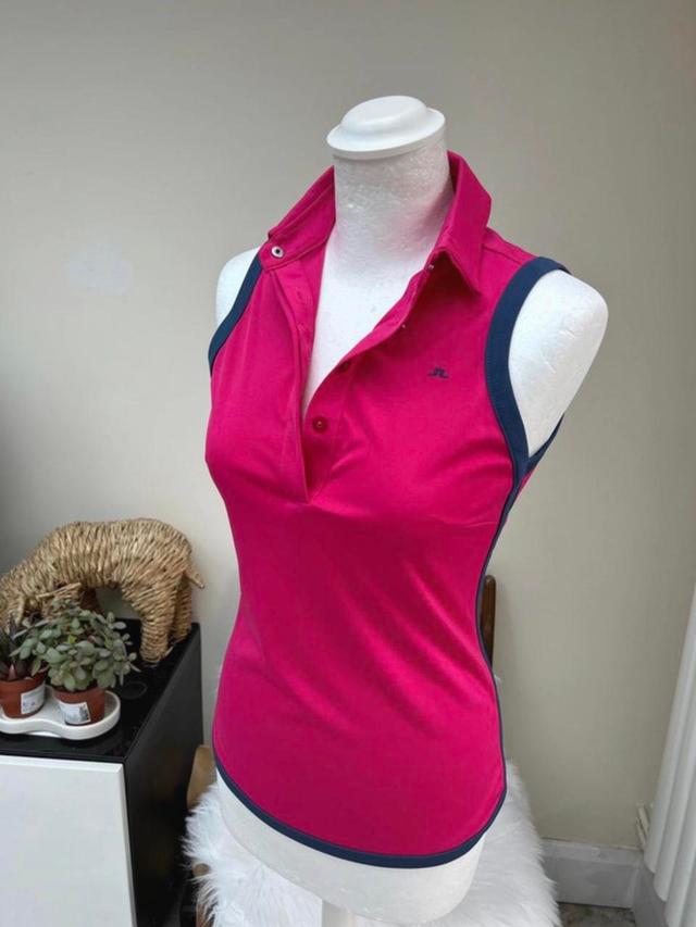 J.Lindeberg Women's Polo shirt - Pink/Navy - XS on Productcaster.