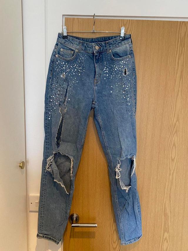 H&M Women's Distressed Jeans - Blue - UK 10 on Productcaster.