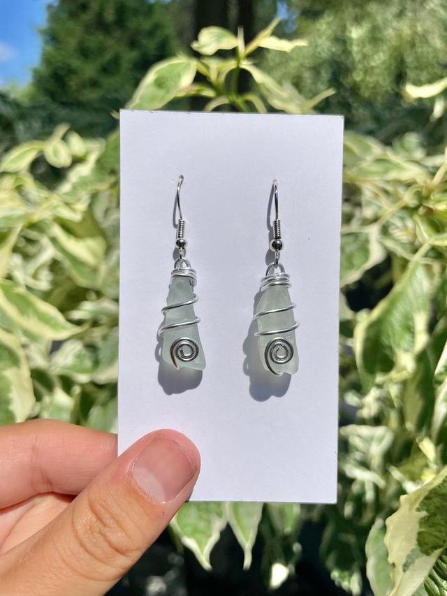 Reworked Women's Earrings - Silver/White on Productcaster.