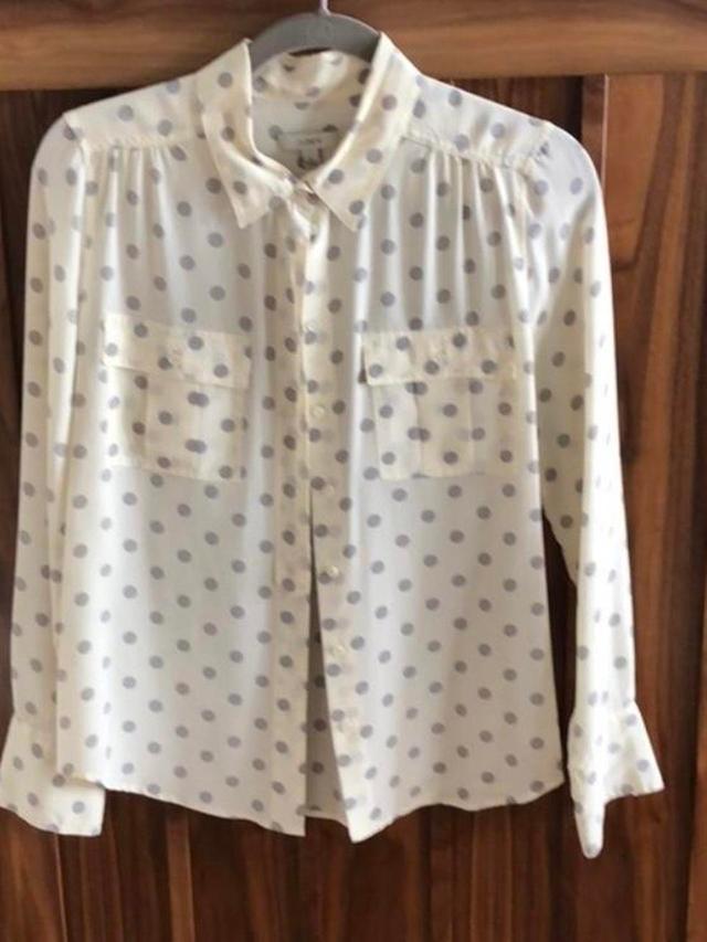 J.Crew Women's Blouse - White/Grey - M on Productcaster.