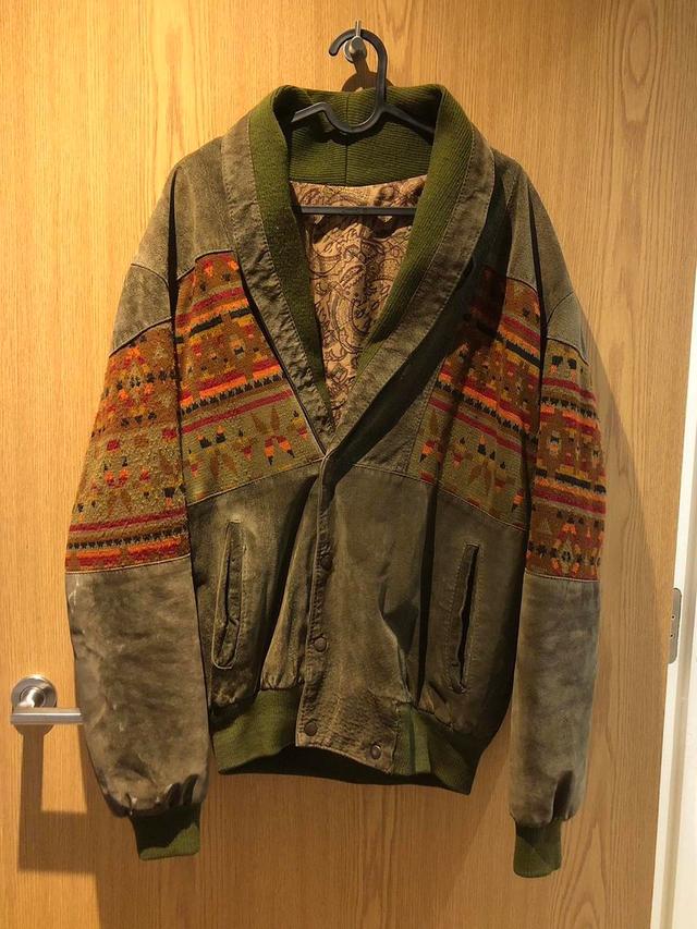 19.70 Nineteen Seventy Men's Bomber Jacket - Khaki/Multi - M on Productcaster.