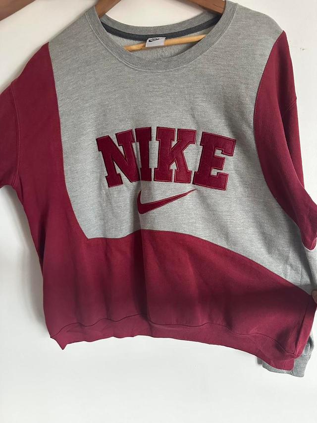 Nike Men's Jumper - Burgundy/Grey - L on Productcaster.