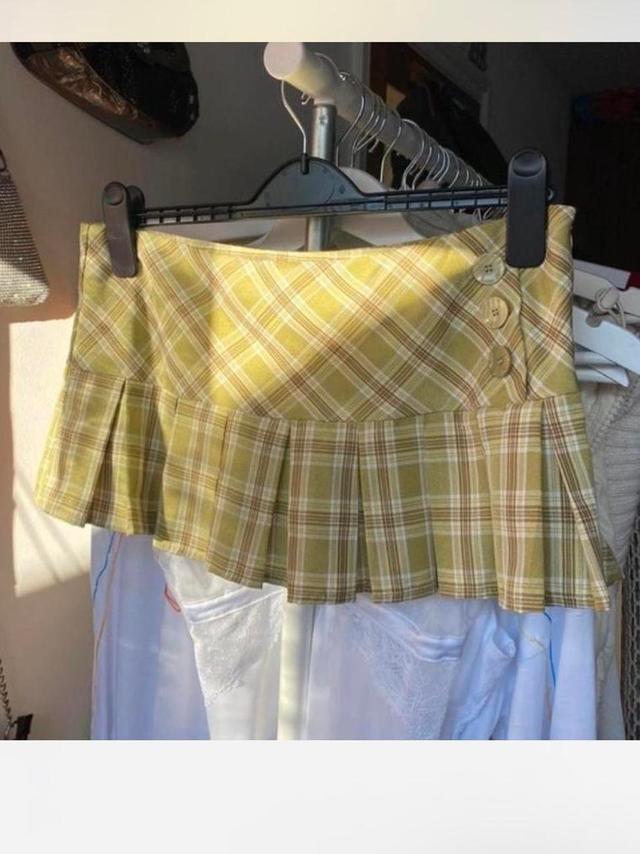 Vintage Women's Mini Skirt - Green/Brown - UK 6 on Productcaster.