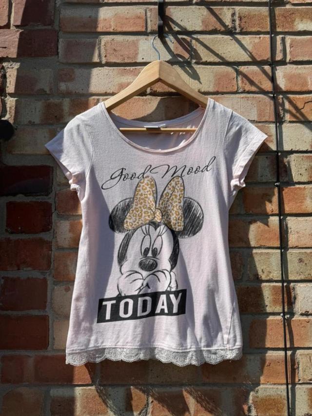 Disney Women's T-shirt - Pink/White - XS on Productcaster.