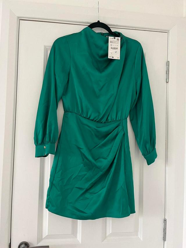 Zara Women's Party Dress - Green - XS on Productcaster.