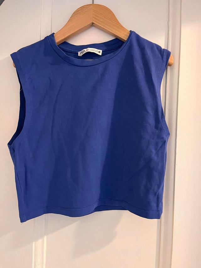 Zara Women's Crop top - Blue - S on Productcaster.