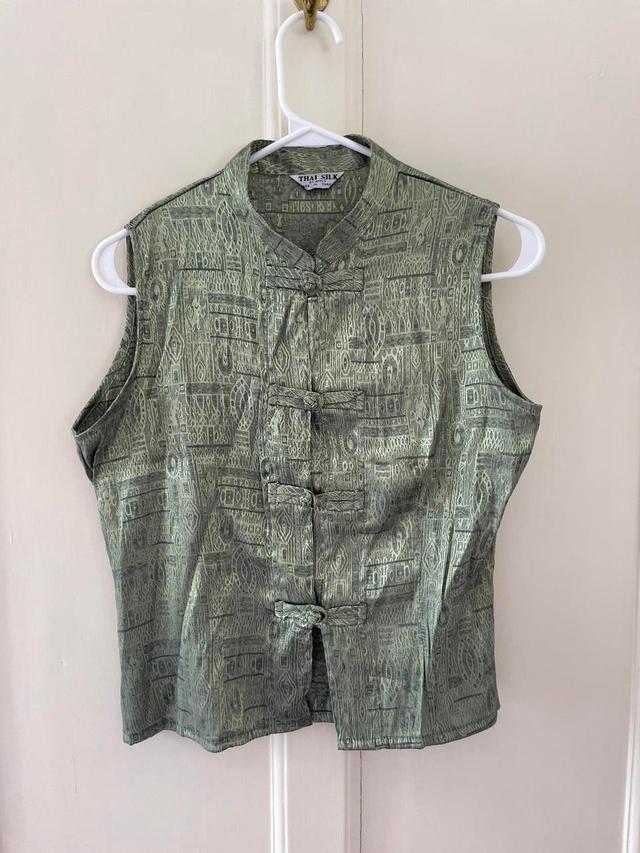 Vintage Women's Blouse - Green/Khaki - 10 on Productcaster.