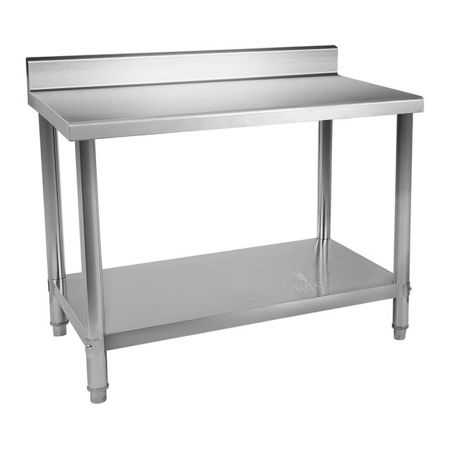 Stainless Steel Table 120 x 70 cm Upstand - Stainless Steel Workbenches by Royal Catering on Productcaster.