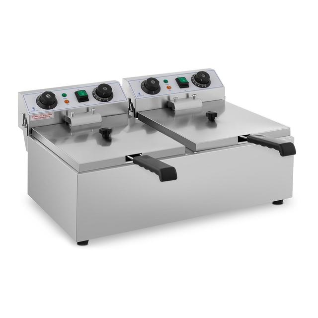 Elektromos dupla olajsütő - 2 x 5,5 l - 6400 W - időzítő - Royal Catering on Productcaster.