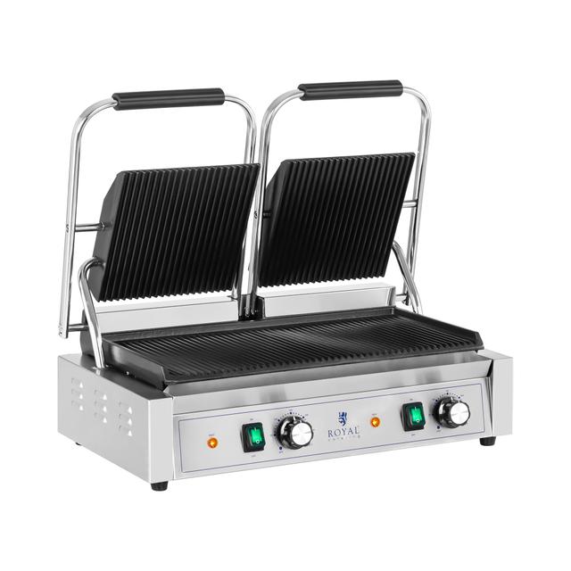 Dupla Kontakt grill - 3600 W - bordázott | Royal Catering on Productcaster.