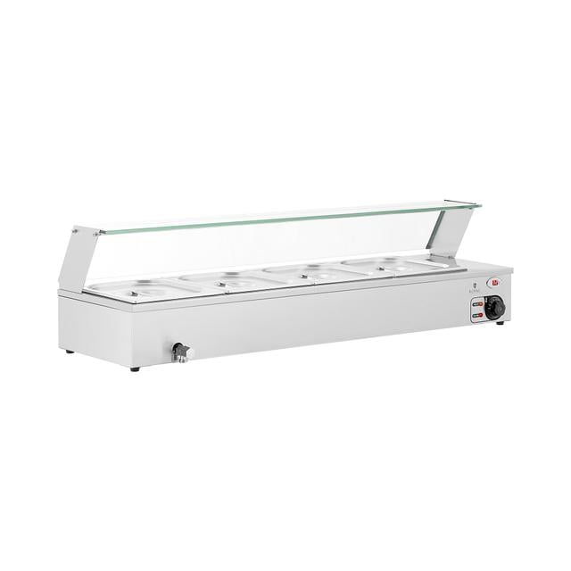 Bain marie - 4 GN 1/2 tartály - leeresztőcsap - üvegfedél | Royal Catering on Productcaster.