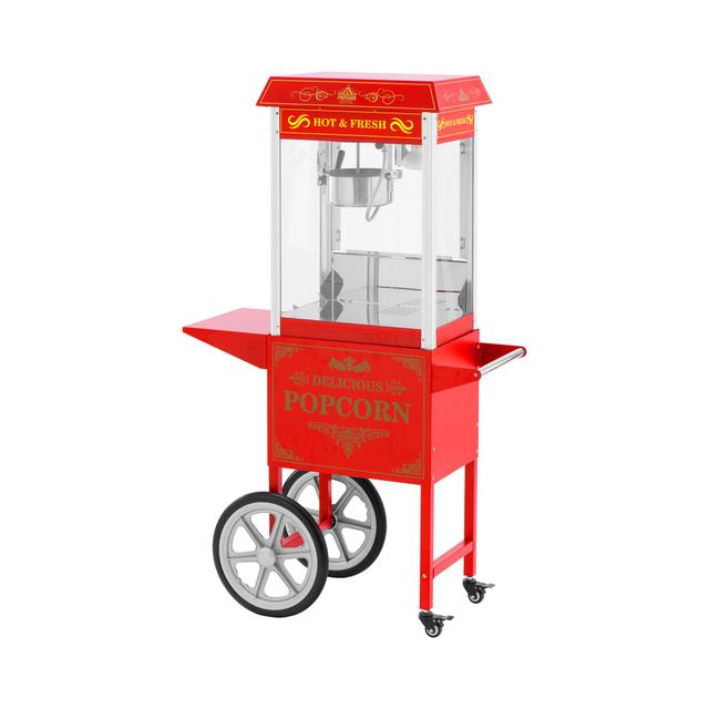 Mașină de popcorn cu cărucior - design retro - 150 / 180 °C - roșu - Royal Catering on Productcaster.