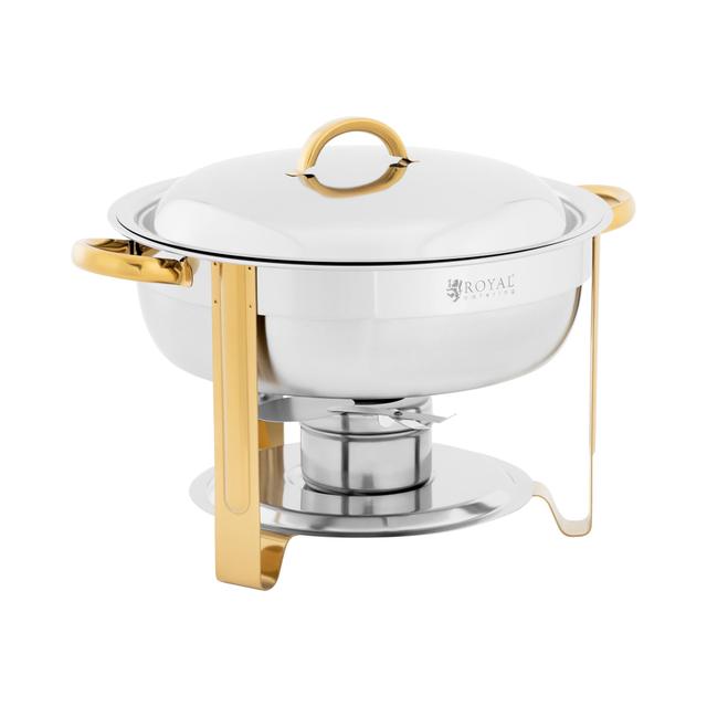 Chafing Dish Round Gold Accents 4.5 L 1 Fuel Cell Folding Feet Royal Catering - by on Productcaster.