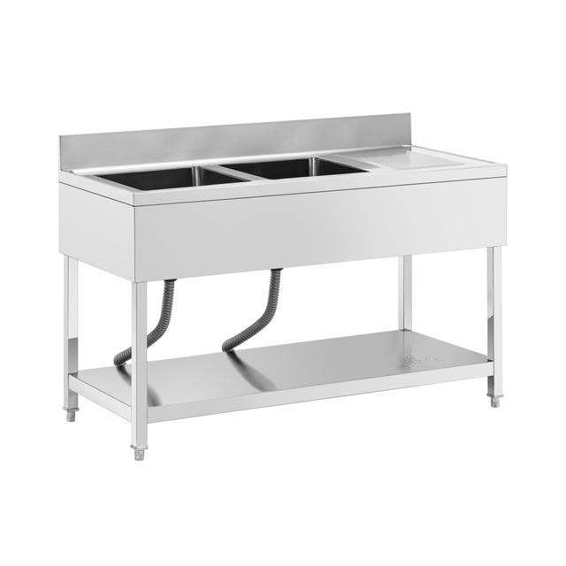 Chiuveta - 2 bazine - inox - 140 x 60 x 97 cm - Royal Catering on Productcaster.