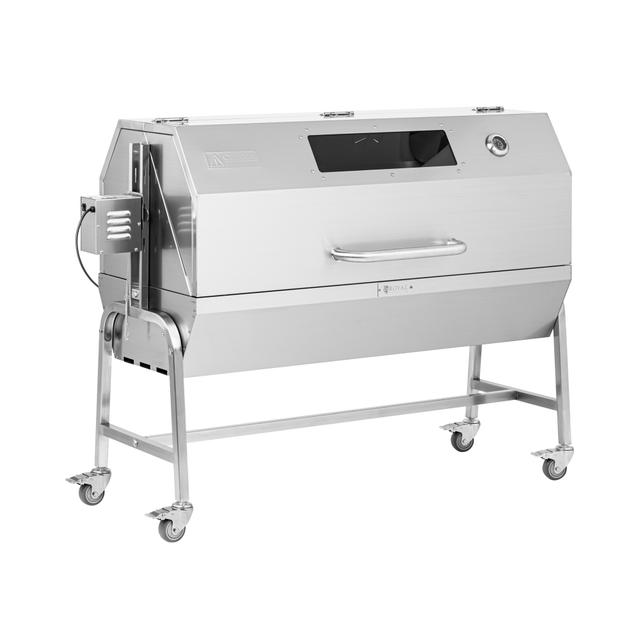 Răzătoare BBQ - cu motor - 40 kg - lungimea spiței grătarului: 138 cm - oțel inoxidabil - protecție împotriva vântului - Royal Catering on Productcaster.