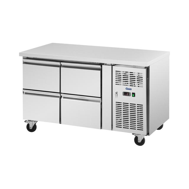 Hűtőpult kerekekkel - 280 l - 4 fiók - 136 x 70 cm - B osztály - rozsdamentes acél - Royal Catering on Productcaster.