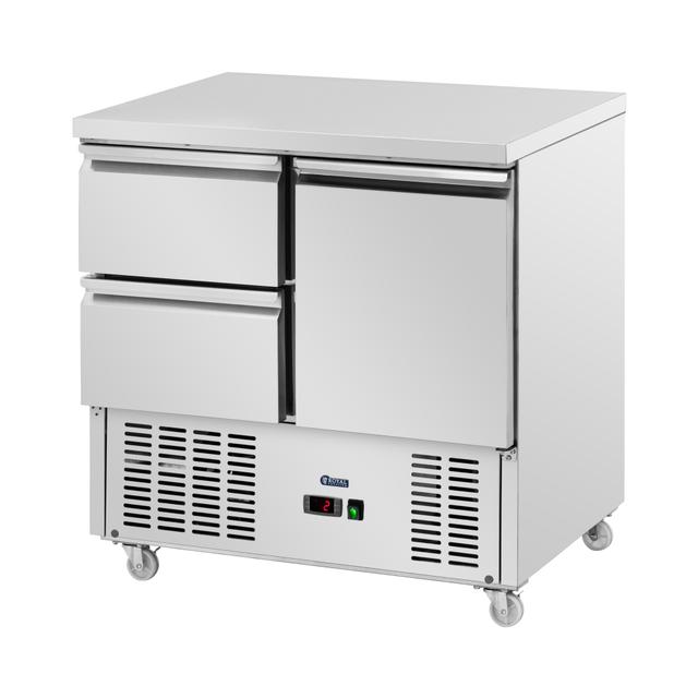 Frigider Saladette mobil - 240 l - 2 sertare / 1 raft - 90 x 70 cm - clasa C - oțel inoxidabil - Royal Catering on Productcaster.