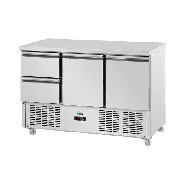 Frigider mobil Saladette - 350 l - 2 sertare / 2 compartimente - 136.5 x 70 cm - oțel inoxidabil - Royal Catering on Productcaster.