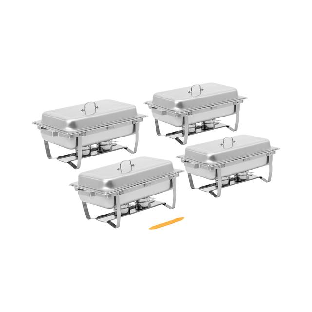 Chafing Dish - set de 4 - GN 1/1 - 4 x 7,5 l - 2 containere de combustibil - Royal Catering on Productcaster.