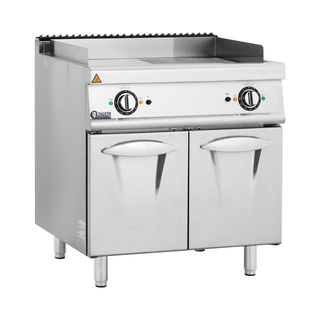 Dupla elektromos grill lap - 10,8 kW - sima és bordázott - alapszekrényel - Royal Catering on Productcaster.