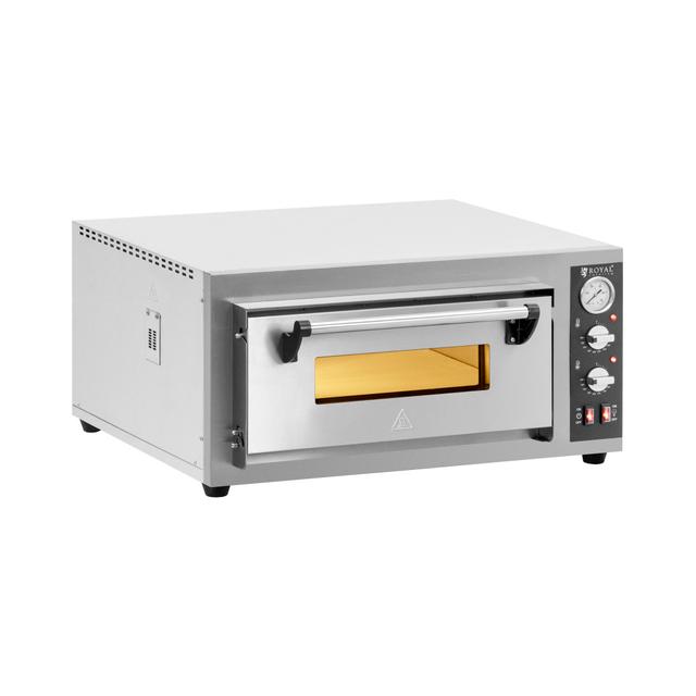 Elektromos pizzasütő kemence - 4 x 25 cm - 1 kamra - 4200 W - samottkő - Royal Catering on Productcaster.