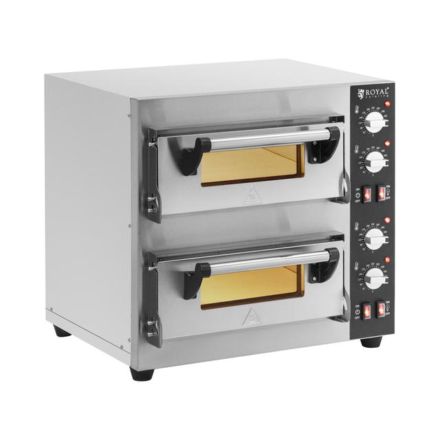 Elektrická pec na pizzu 1+1 x 35 cm 2 komory 4 000 W šamot - Pece na pizzu Royal Catering on Productcaster.