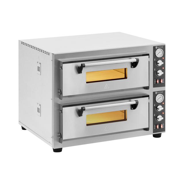 Cuptor electric pentru pizza - 4+4 x 30 cm - 2 camere - 8400 W - 400 V - piatră de argilă refractară - Royal Catering on Productcaster.