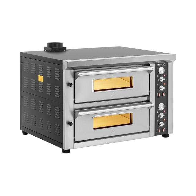 Elektromos pizzasütő kemence - 4+4 x 33 cm - 2 kamra - 8400 W - 400 V - samottkő - Royal Catering on Productcaster.