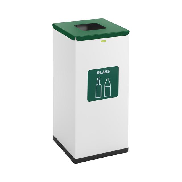 Coș de reciclare - 60 L - alb - etichetă din sticlă on Productcaster.