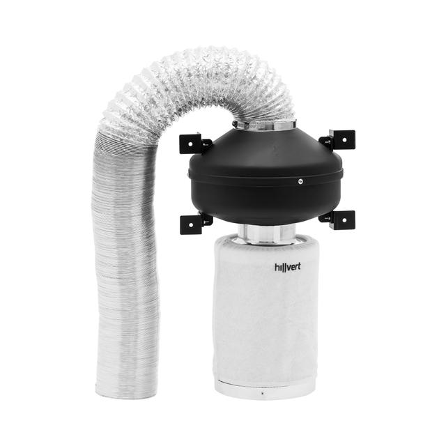 Set filtru de aer - filtru cu cărbune activ de 30 cm / ventilator de extracție / furtun de evacuare a aerului - 249,6 m³/h - Ø 100 mm ieșire on Productcaster.