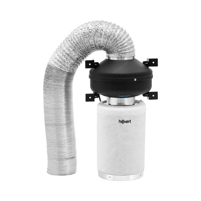 Kit aspirazione aria - Filtro ai carboni attivi, ventilatore a tubo, tubo di scarico - Uscita Ø 130 mm | hillvert on Productcaster.