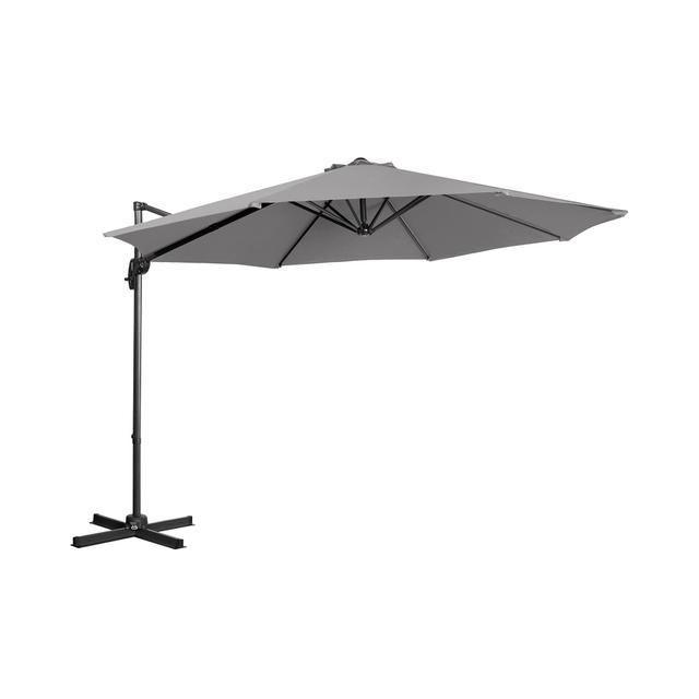 Garden Umbrella Dark Grey Round Ø 300 cm Tiltable and Rotatable - Cantilever Umbrellas by Uniprodo on Productcaster.