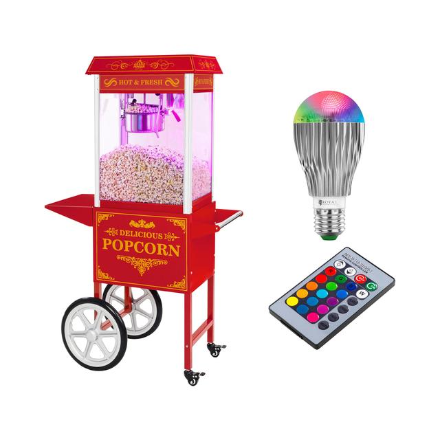 Popcorn készítő gép kocsival és LED világítással - Retro-Design - piros | Royal Catering on Productcaster.