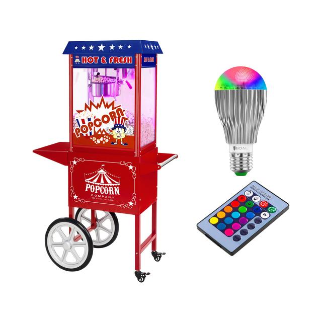 Popcorn készítő gép, kocsival és LED világítással- USA-Design - piros | Royal Catering on Productcaster.