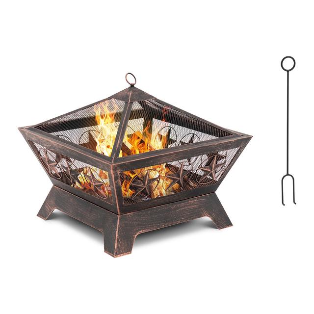 Fire Pit - 61 x 61 x 53 cm - uπρούτζινο επίχρισuα | hillvert on Productcaster.