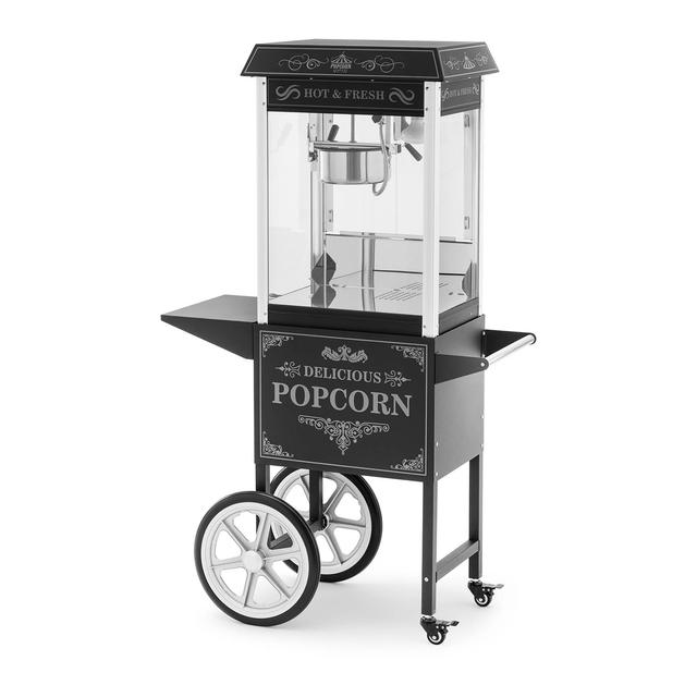 Popcorn gép - kocsival - retro design - 150 / 180°C - fekete - Royal Catering on Productcaster.