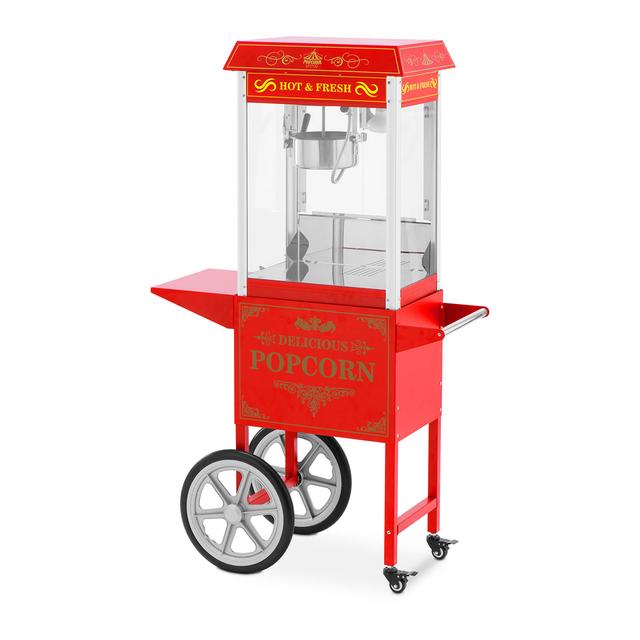 Popcorn gép - kocsival - retro design - 150 / 180°C - piros - Royal Catering on Productcaster.