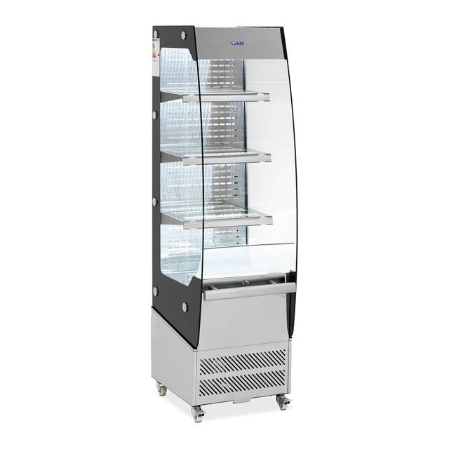 Hűtővitrin - 220 l - 3 polc - 2–12 °C - LED - rozsdamentes acél / edzett üveg - Royal Catering on Productcaster.