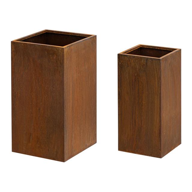 Ghiveci - set de 2 - oțel corten - roșu ruginiu - Royal Catering on Productcaster.