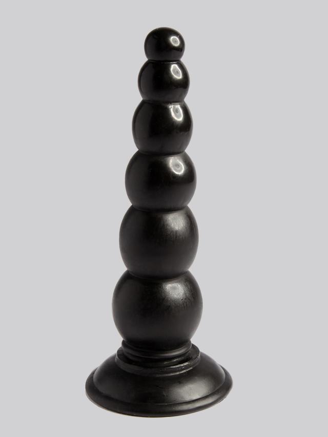 Beaded Black Anal Dildo with Suction Cup Base 6.5 Inch - Black on Productcaster.