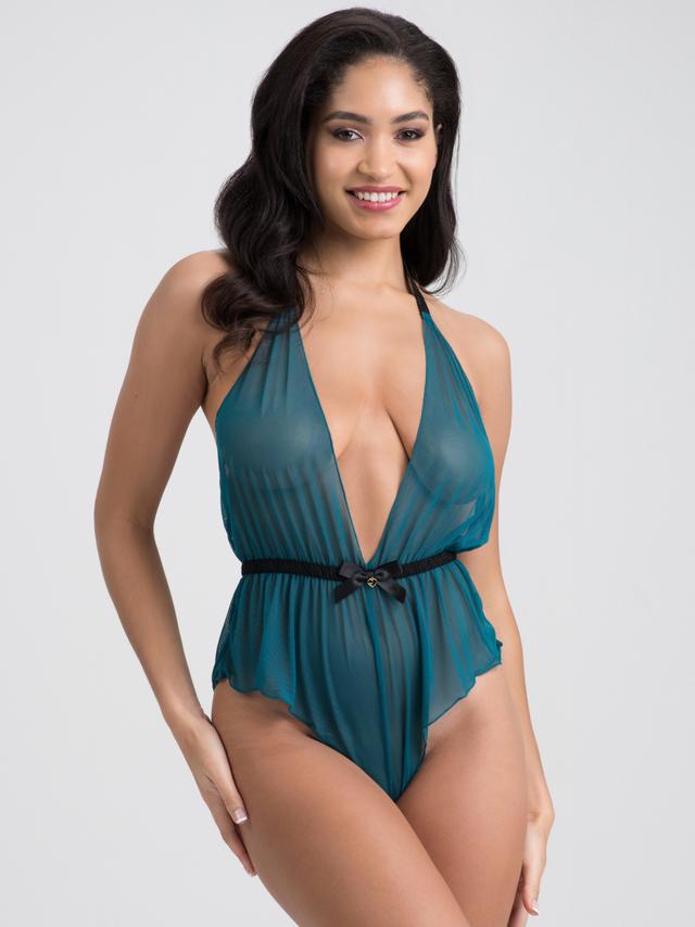 Lovehoney Barely There Green Sheer Crotchless Teddy - One size - Green on Productcaster.