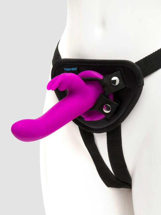 Happy Rabbit Rechargeable Vibrating Strap-On Harness Set - Purple on Productcaster.