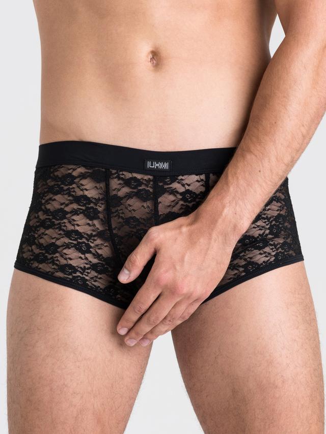 LHM Black Lace Boxer Shorts - S / M - Black on Productcaster.