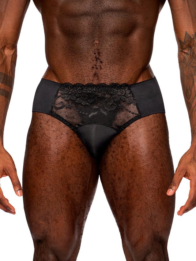 Male Power Black Lace Briefs - Medium - Black on Productcaster.