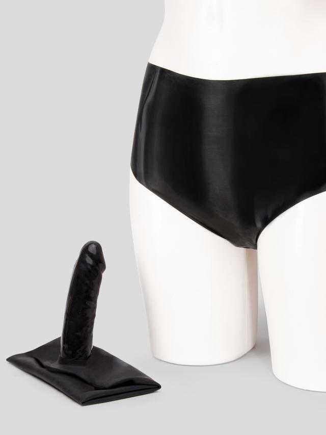 Latex Anal Penetrator Dildo Pants - Large - Black on Productcaster.