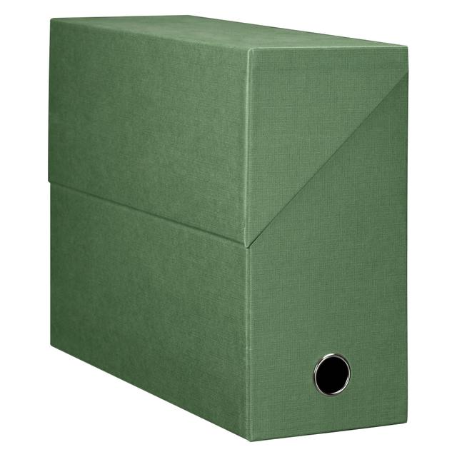 Boîte de classement carton papier grain toile dos 12 cm - vert - Lot de 5 - Oxford on Productcaster.