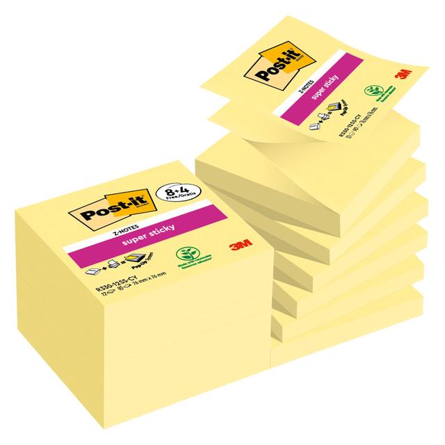 Z-NOTES SUPER STICKY POST-IT 76x76 mm jaune - Bloc de 90 feuilles - Lot de 12 on Productcaster.