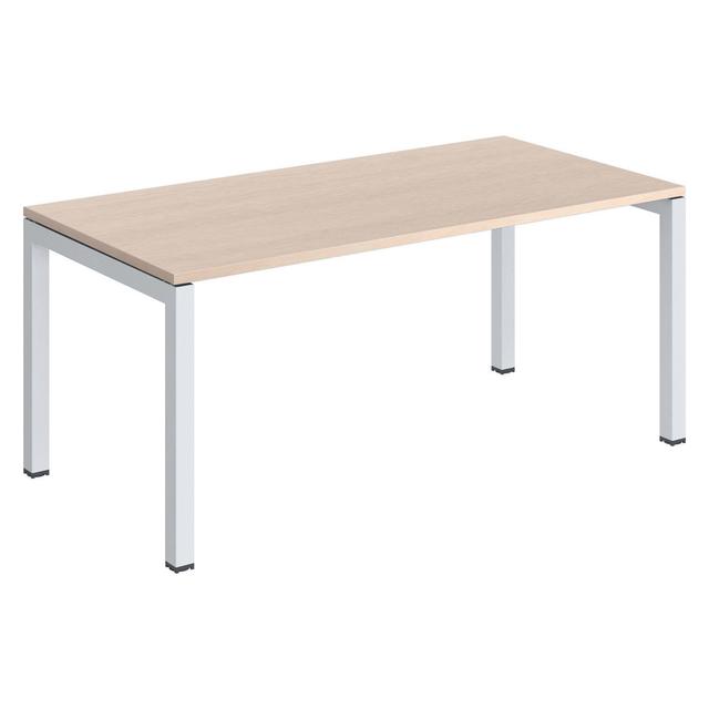 Bureau droit plateau chêne clair Teamline L 160 cm - piètement métal blanc on Productcaster.